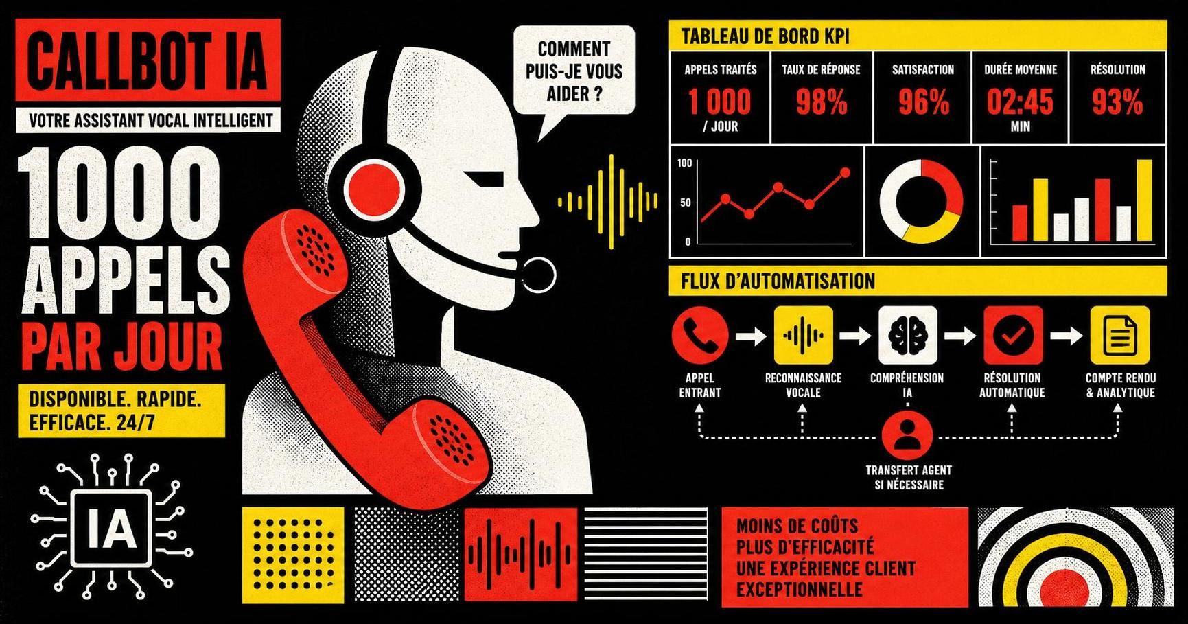 callbot ia : automatisez jusqu'à 1000 appels par jour sans avoir besoin d'une équipe, grâce à notre technologie d'intelligence artificielle avancée.
