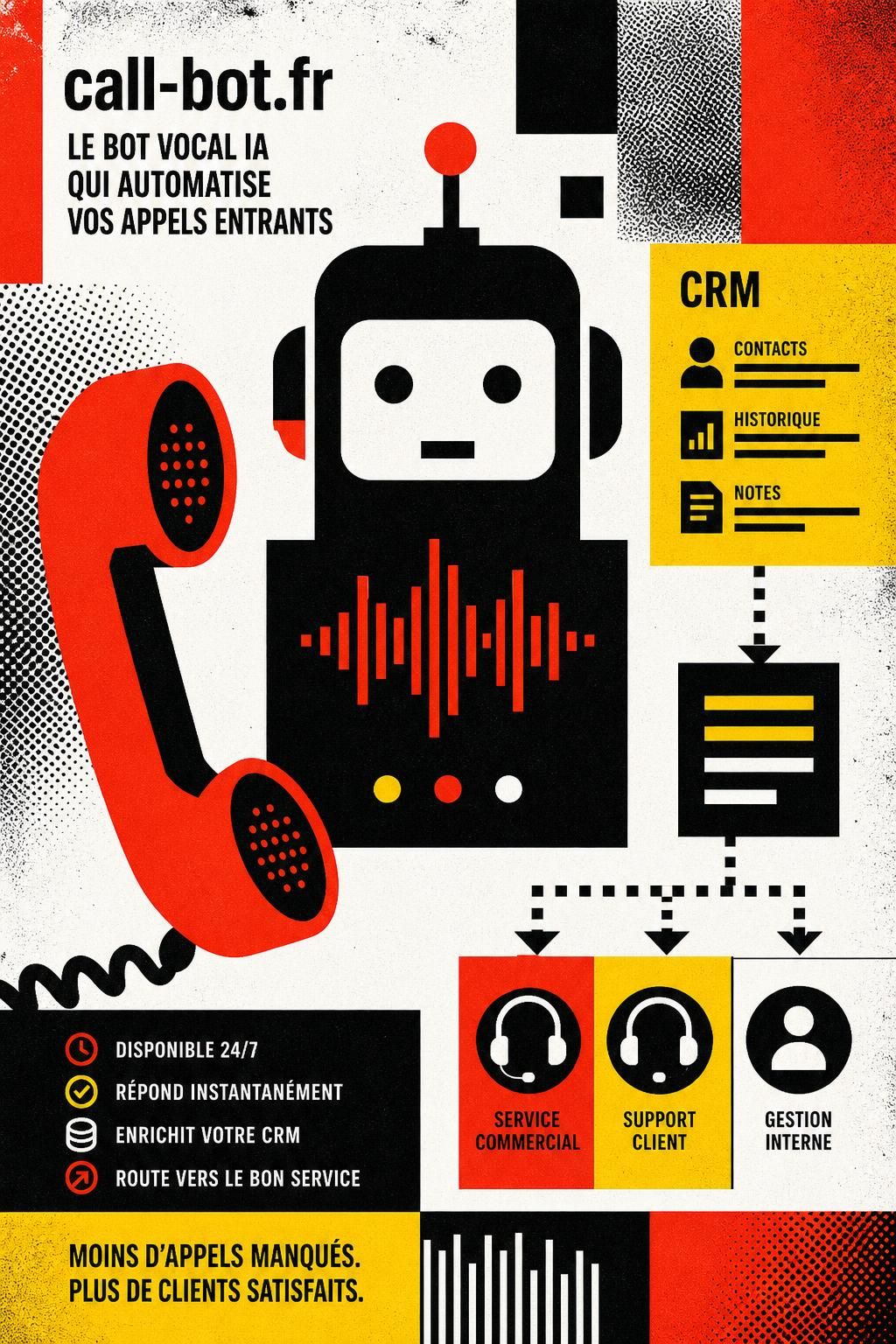 découvrez comment un bot vocal ia peut automatiser vos appels entrants, améliorer l'efficacité de votre service client et optimiser la gestion de vos communications téléphoniques.