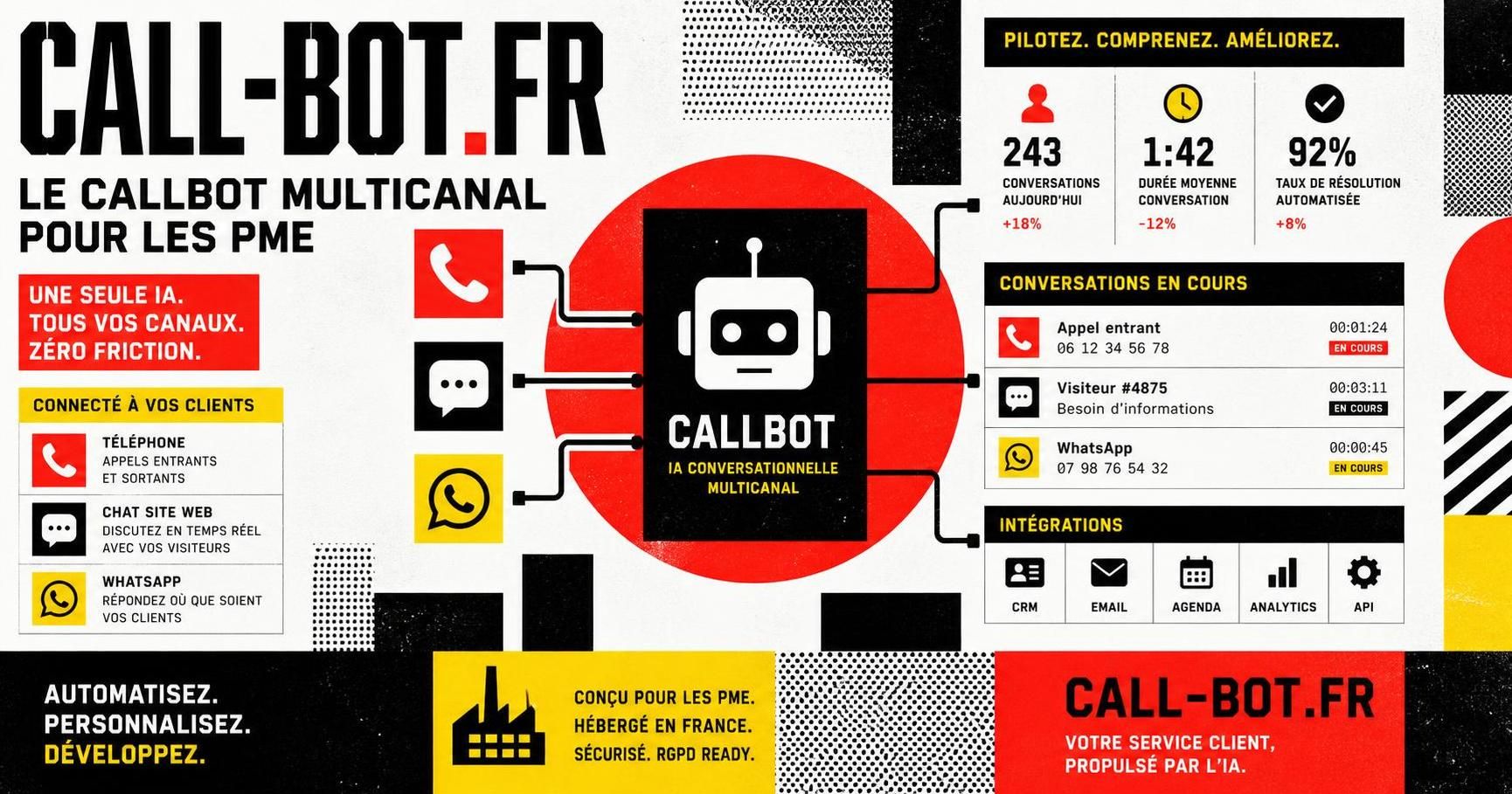 découvrez notre callbot multicanal intégrant voix, chat et whatsapp dans une seule intelligence artificielle pour une expérience client fluide et efficace.