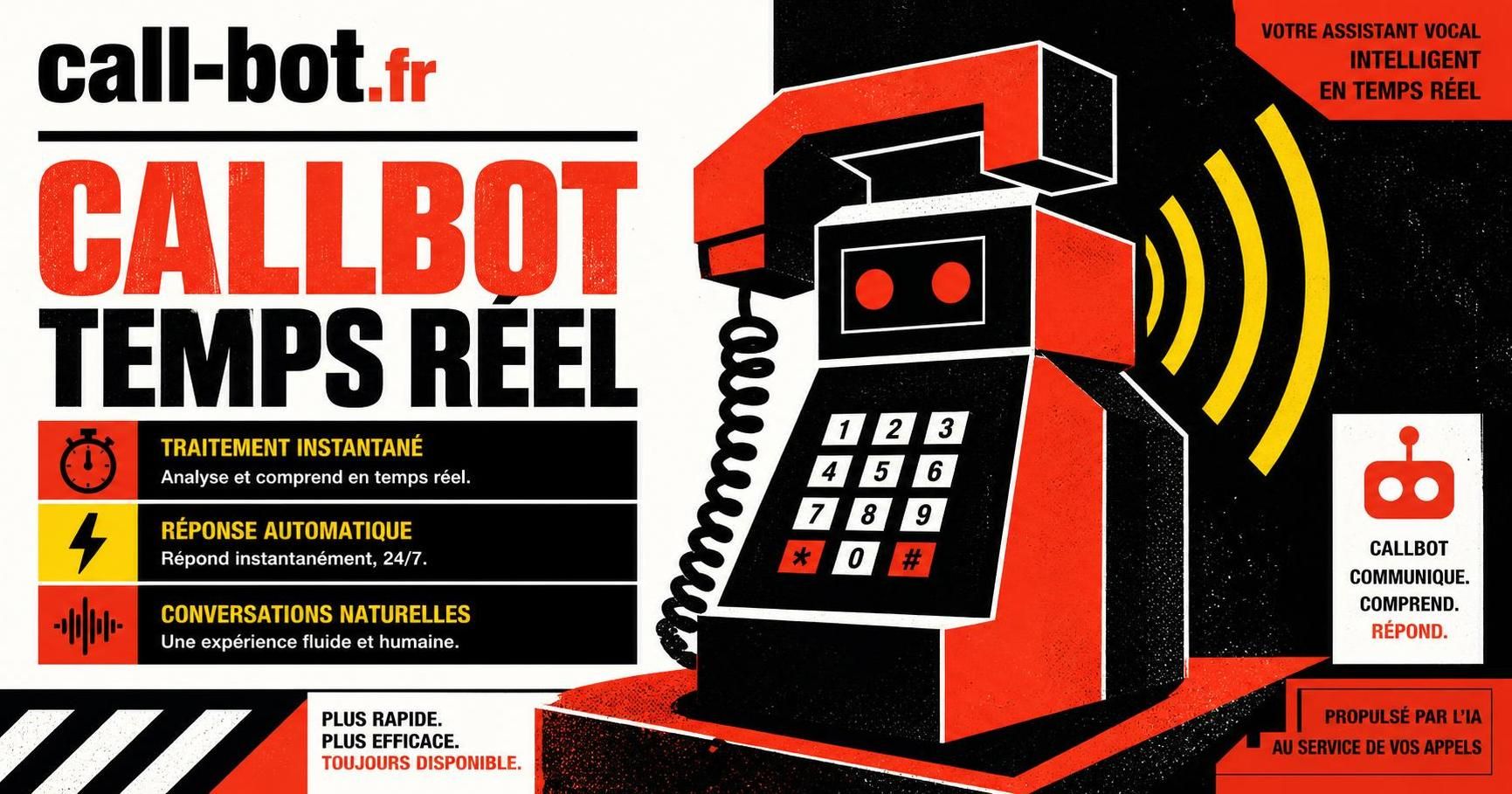découvrez notre callbot temps réel pour un traitement et une réponse instantanée de vos appels, améliorant ainsi l'efficacité et la satisfaction client.